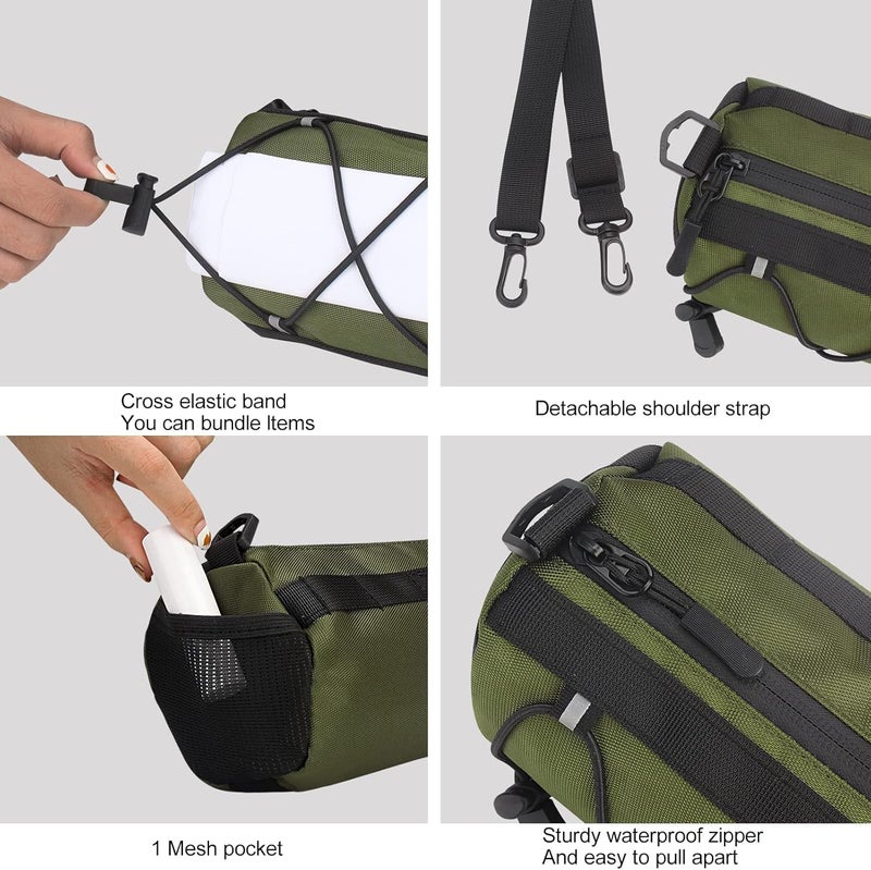 ‎KOSIBATE Bike Handlebar Bag,Bicycle Handlebar bag,Bike Frame Bag with Shoulder Strap,Bicycle Front Bag Fram Storage Roll Bag Mountain Road Bikes Bicycle Accessories, Bike Pouch for Bicycle ( - Image 3